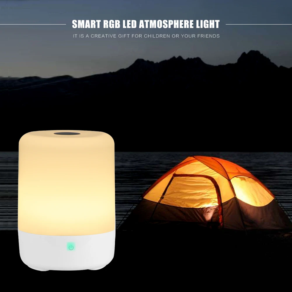 Smart RGB LED Atmosphere Light Touch Sensor Rechargeable Bedside Table Night Lamp Camp 3-level Warm White Brightness | Лампы и