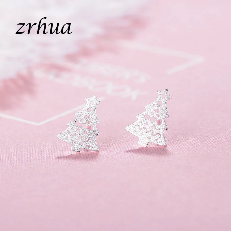 ZRHUA/, клевые серьги из стерлингового серебра 925 пробы для девочек, милые животные, цветок, сверкающие aretes, рождественские подарки для женщин, влюбленных