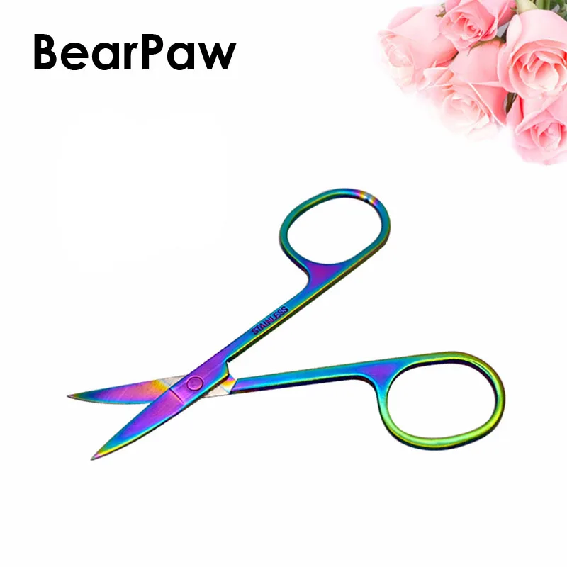 BearPaw из нержавеющей стали, острые ножницы, изогнутая головка, ножницы для бровей, маникюрные ножницы, кутиклимер для ногтей, средство для удаления волос на лице, инструмент для красоты