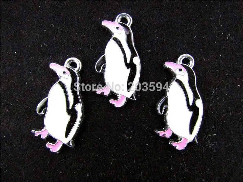 

AE270 20Pcs Mix Color Alloy metal Enamel Penguin Charms Pendants 30x14mm