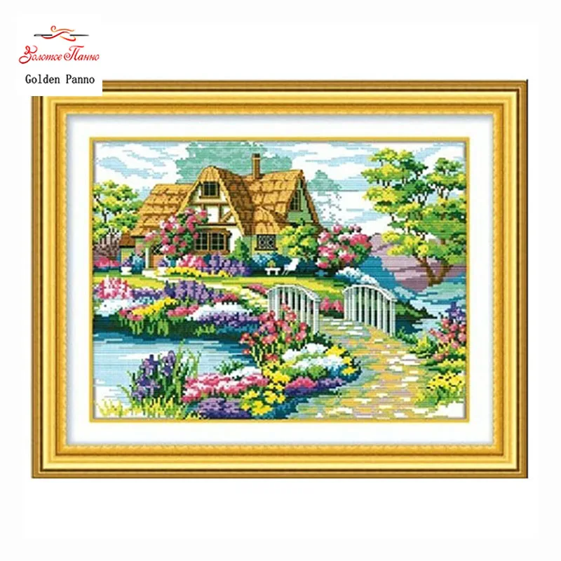 

Golden Panno,Needlework,Embroidery,DIY Landscape Painting,Cross stitch,kits,11ct scenery home Cross-stitch,Sets For Embroidery