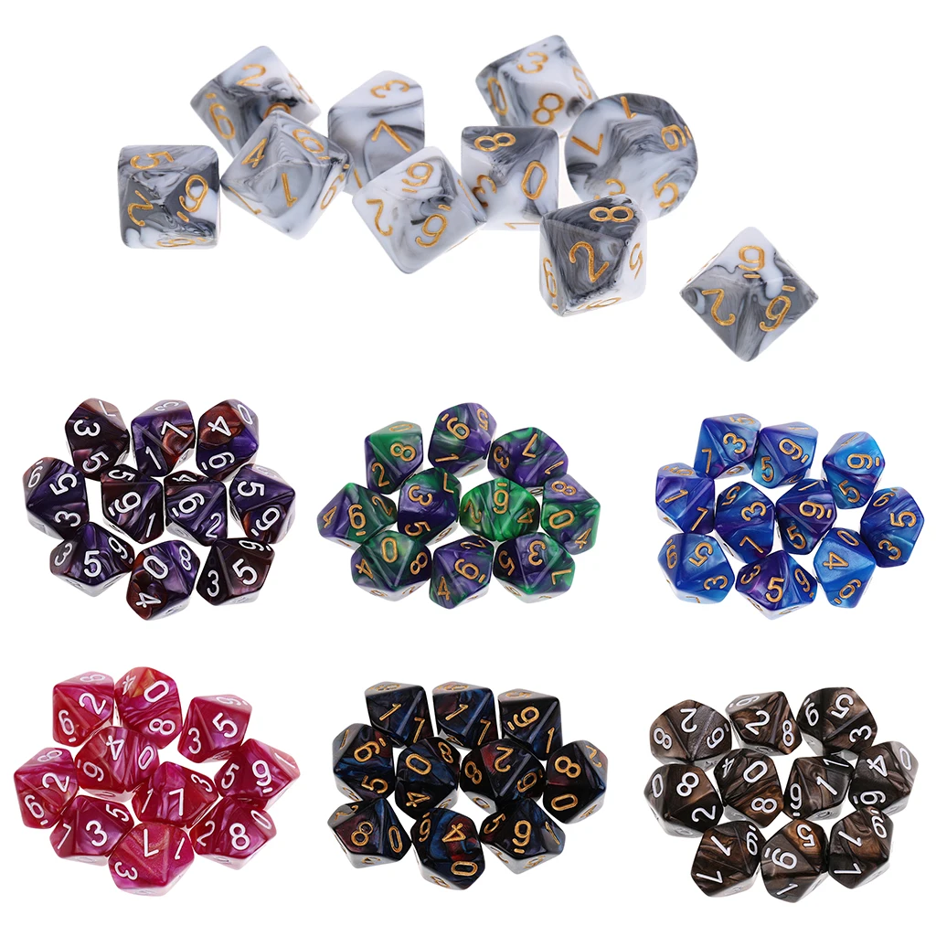 10 шт. сторонние кости D10 многогранные игральные DnD для ролевых игр MTG Подземелья и
