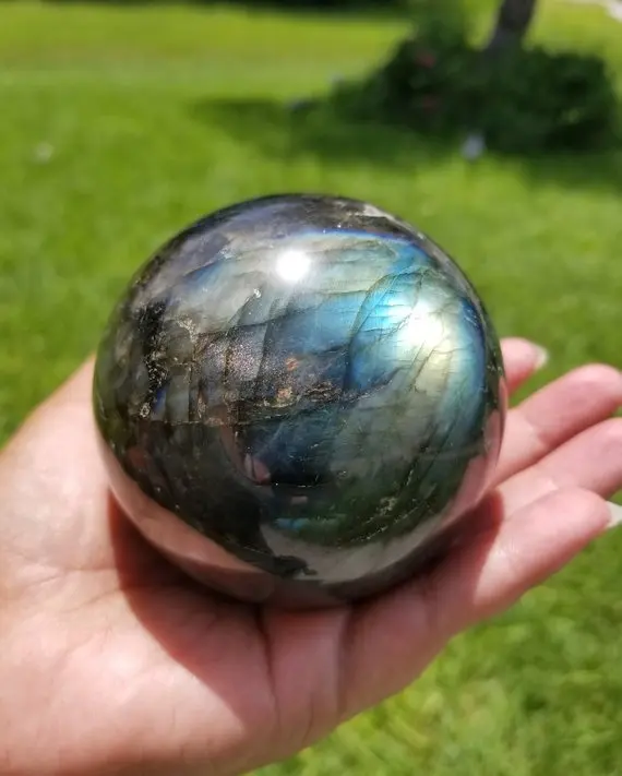 

about 70mm beautiful Rare Spectrolite Labradorite Crystal Polished Sphere with good flash wholesale