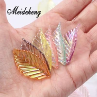 acrylic transparent colorful rainbow leaves beads for jewelry making decoration handmade diy craft accessories kids gift