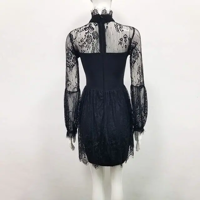 Black Lace Dress Top Quality Sexy Bandage Celebrity Fashion Evening Party Summer Bodycon | Женская одежда