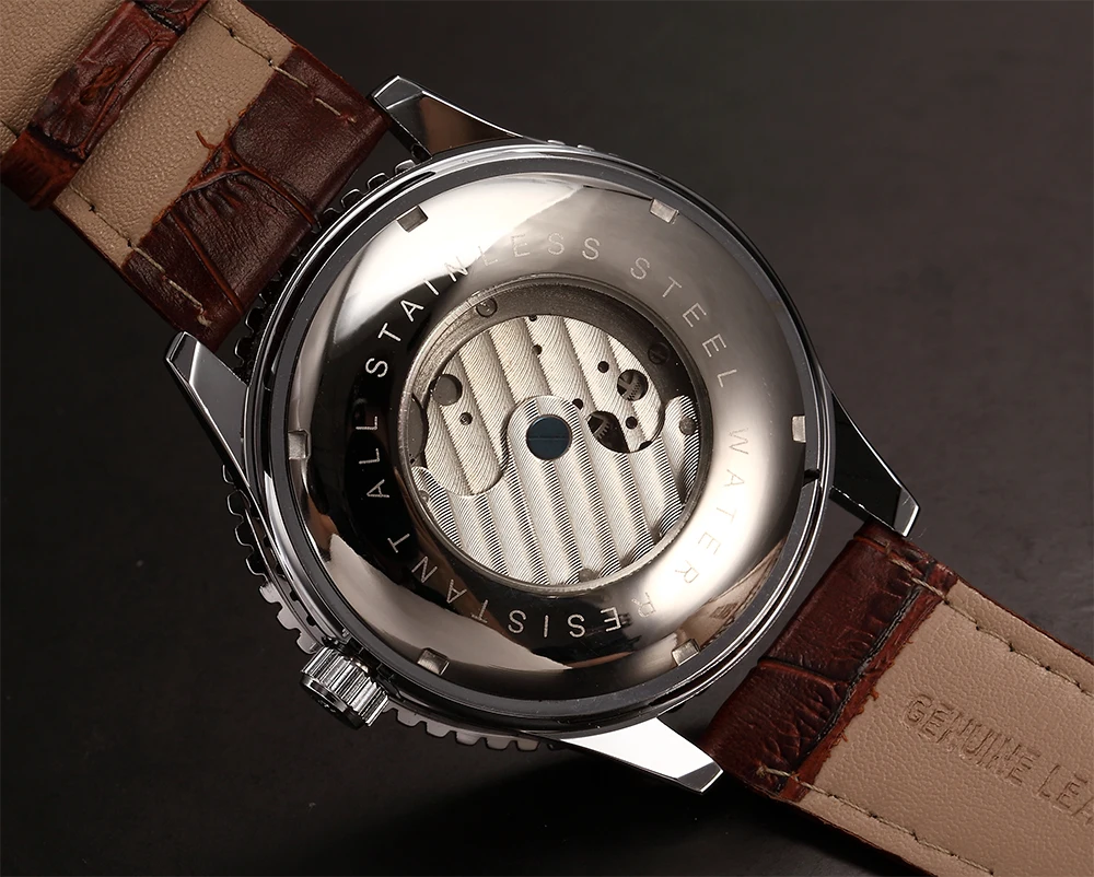 Orkina Tourbillon механические часы для мужчин s Автоматический самовзводные прозрачные светящиеся большие 51 мм Мужские кожаные Наручные часы