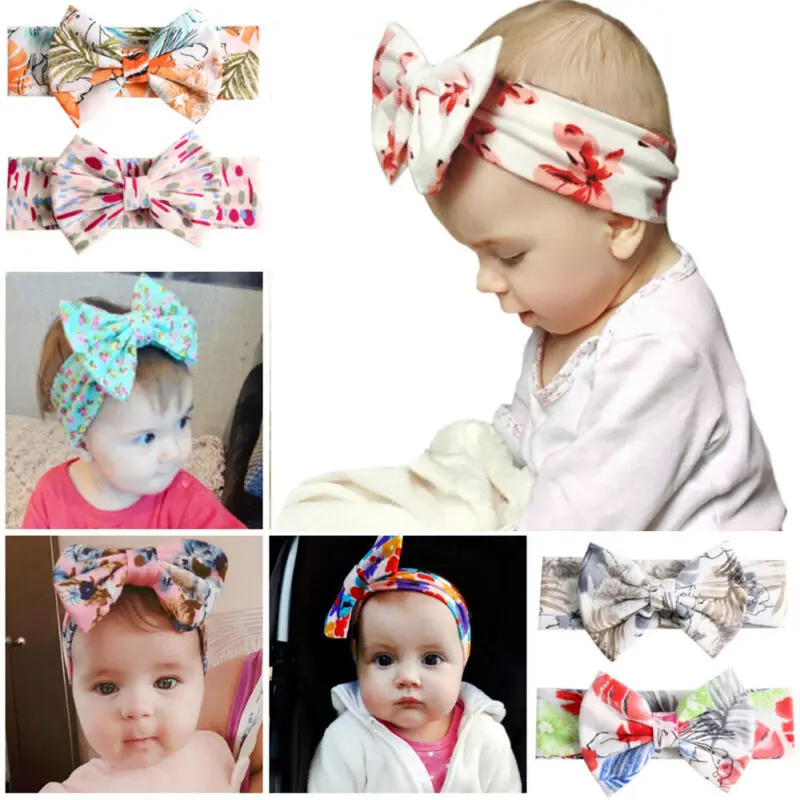3Pcs New Baby Soft Bow Headband Turban Top Knot Newborn Girl Accessories Sweet Gifts Flower Stretch Princess | Детская одежда и