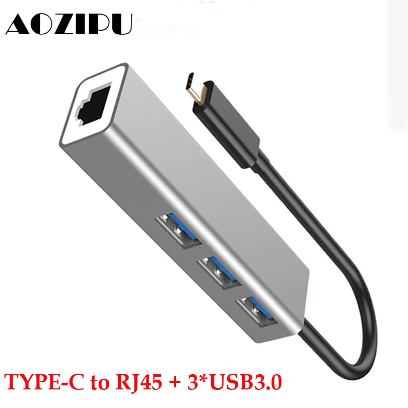 4 в 1 Алюминиевый USB Type c док станция для 3 0 RJ45 высокоскоростной C концентратор MacBook