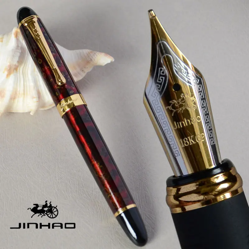 JINHAO X450 винный туман и золотой 18KGP 0 7 мм перо с широким основанием перьевая ручка 450