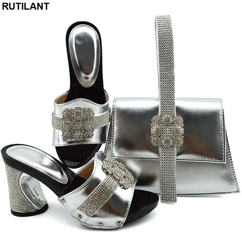 Latest Summer High Heeled Shoes for Women Italian Shoe and Bag Set Party In Nigerian Pumps with Purse | Обувь