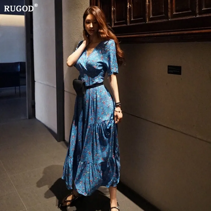 Женское платье с цветочным принтом RUGOD облегающее в стиле бохо треугольным