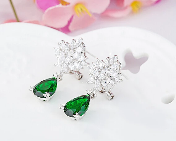 Женские серьги-капельки в стиле арт-деко с фианитами | Украшения и аксессуары