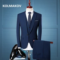 three piece business men suits 2019 spring fashion mens dress wedding casual slim fit party groom suits jacketpantsvest