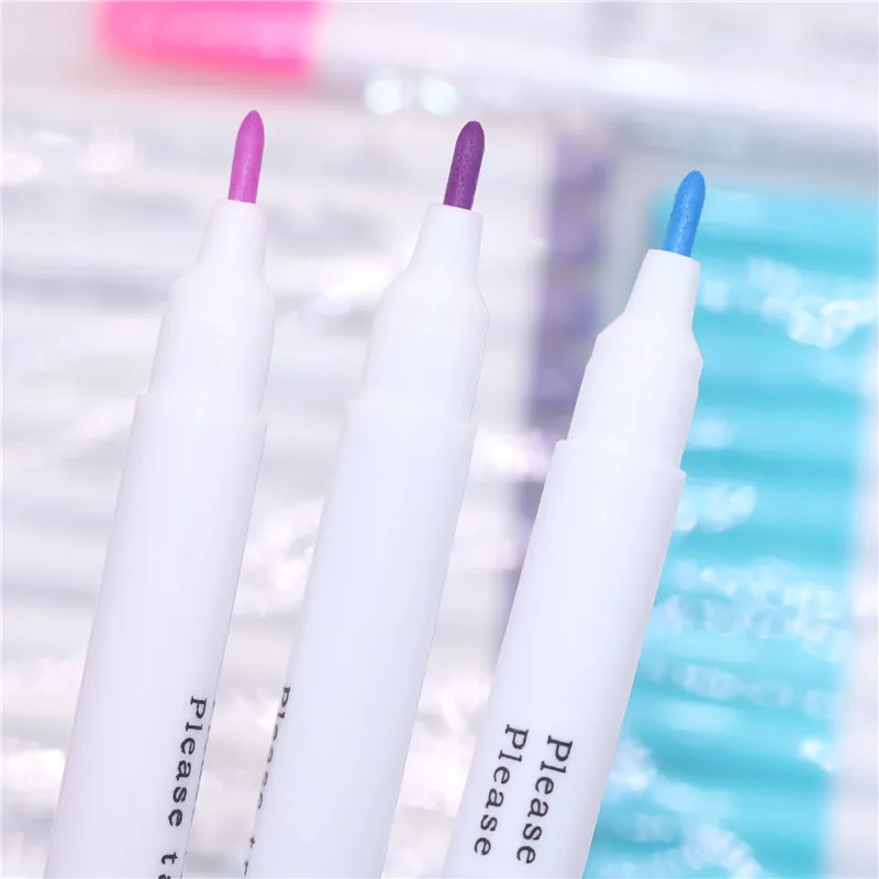 

120 Pcs/lot Water soluble pen DIY stationery Erasable Pens Grommet Ink Fabric Marker Marking Pens DIY Needlework Red Blue Purple