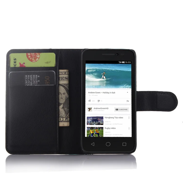 Case for Alcatel One Touch Pixi 3 4.0 inch 4050A 4013X 4013D luxury litchi texture flip leather magnetic cover case wallet style | Мобильные
