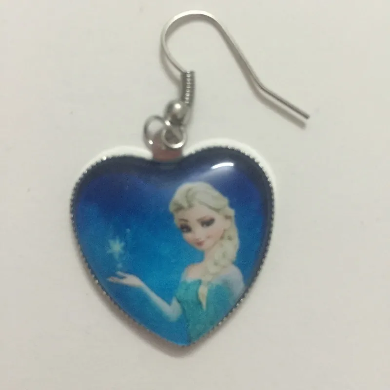 2 шт. зимние Анна Эльза персик Стекло кристалл сердце кулон серьги детская для