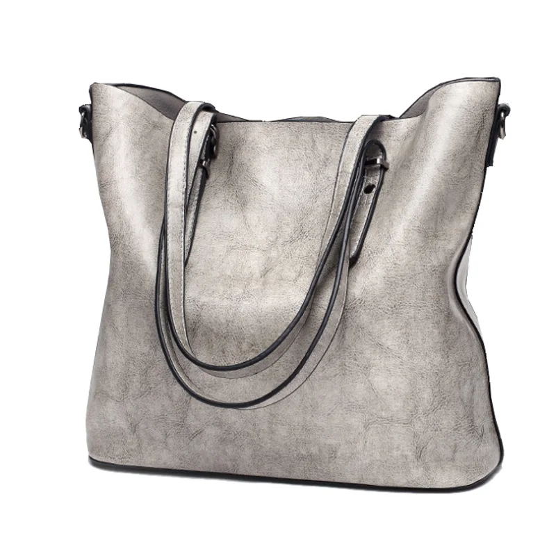 Large Gray Bag Женские сумки для женщин, большие сумки, известный бренд, масло, воск, кожа, Ретро стиль, Ретро стиль, сумки через плечо, тоут, на выход, сумки через плечо - Цвет: Large Gray Bag