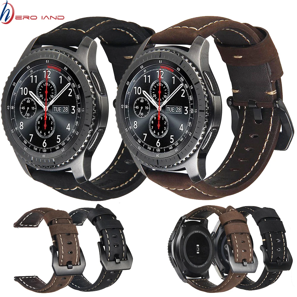 Ремешок из натуральной кожи для часов Huami Amazfit Stratos 2 2S браслет 22 мм для samsung gear S3 Frontier классический ремешок