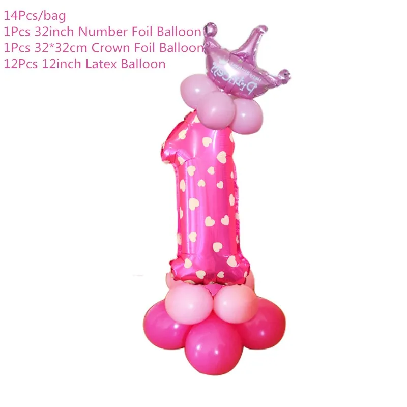 Pink Chicinlife 1 день рождения воздушный шар с днем рождения баннер Baby Shower мальчик девочка первый день рождения украшения Детские сувениры Поставки - Цвет: Pink