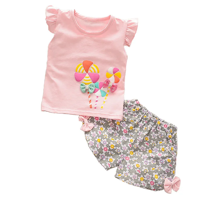 

Baby Girls Clothing set Child t-shirt Sleeveless Vest Floral Short Pant 2PCS Girls suit Toddler Tracksuit Kids girl clothes A288