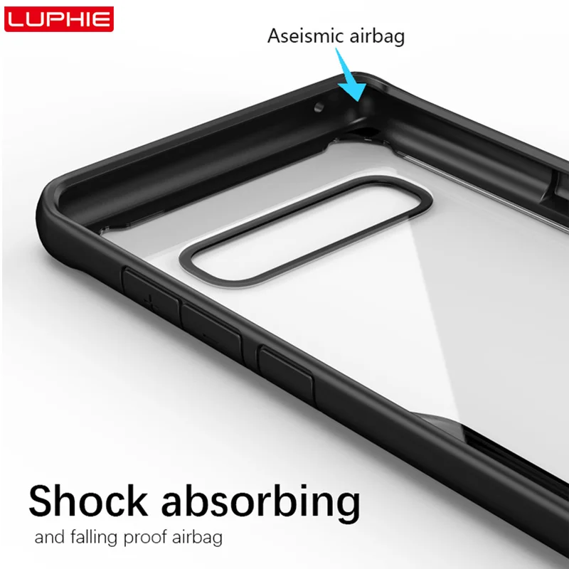 LUPHIE Shockproof Armor Case For Samsung Galaxy S10 Plus S10e Transparent Cases Cover Silicone Coque |