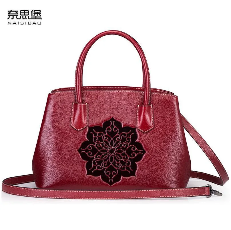 Nai SibaoLeather сумка женская 2018 новая убийца кожаная ретро тисненая плетеная на плечо