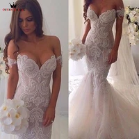 custom size lace pearls beaded elegant wedding dresses bridal women floor length wedding gowns 2021 new vestido de noiva ro03