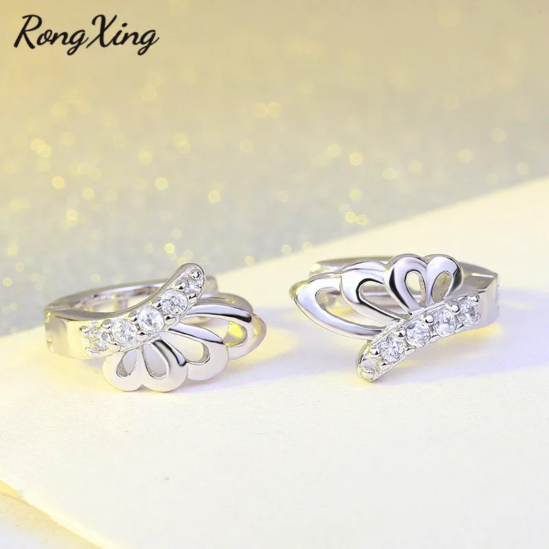 RongXing уникальные серьги-кольца с бабочкой для женщин розовое золото заполненные