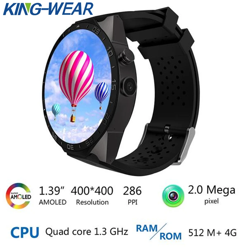 KW88 Bluetooth умные часы Android 5 1 OS 39 'Amoled экран 3G wifi беспроводные телефон с бесплатным