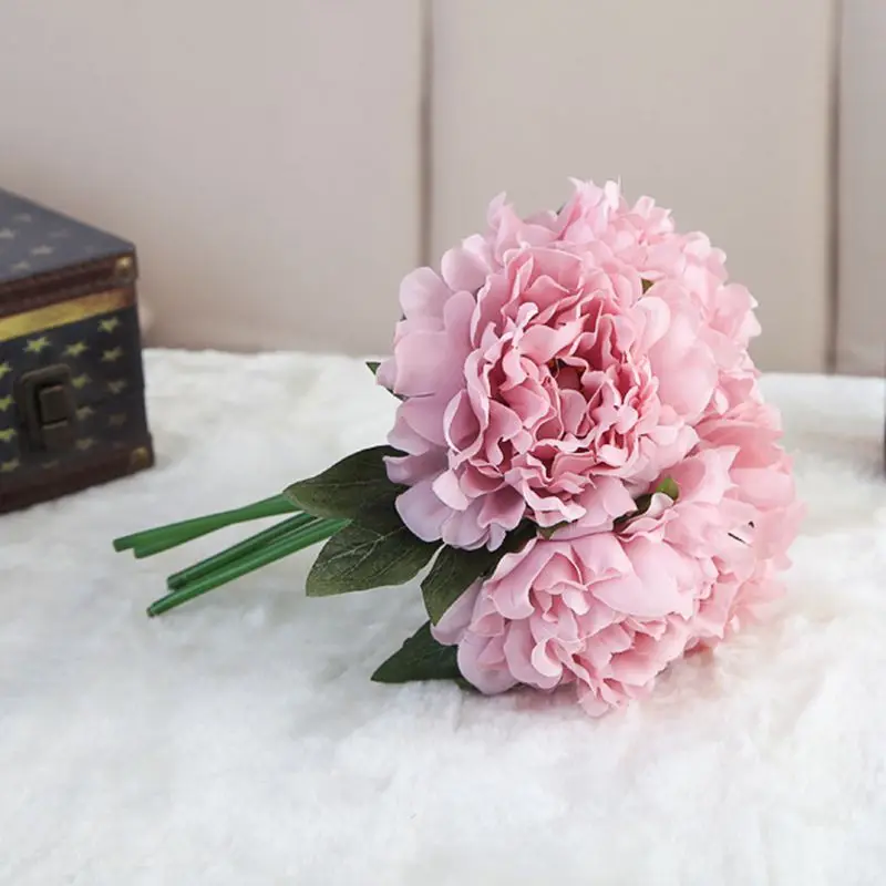 light purple Искусственный Шелковый цветок для дома, Свадебный декор, 5 шт./ветка, пион, искусственный цветок, на день рождения, вечеринка, сделай сам, декоративный цветок - Цвет: light purple