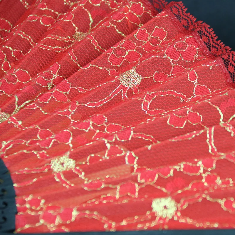 Weilong/ 2017 Free Hotline High-grade Lace Bamboo Fan Red GYS902-4 |