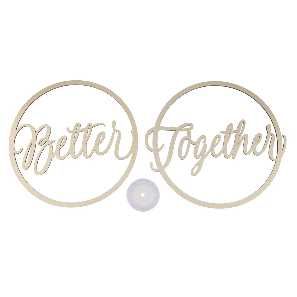 2 Pack Wood Round Better Together Letters Wooden Decor Wedding Chair Sign | Дом и сад