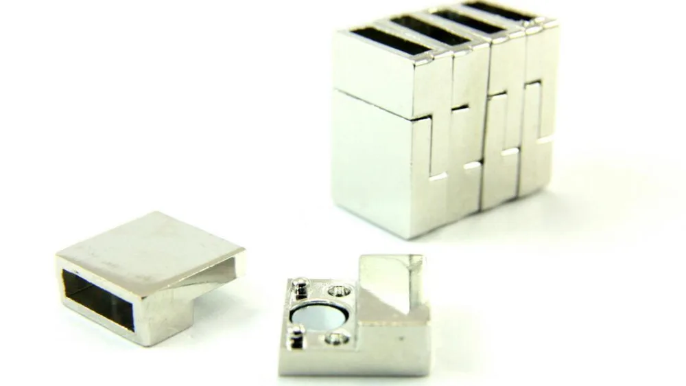 50 наборов магнитной застежки серебряные плоские магнитные 10x3 мм отверстие (20x14