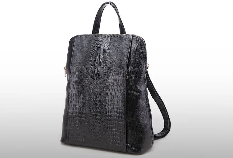 Raged Sheep Women Genuine Leather Backpack 3D Crocodile Women BackPack Daily Bags For Girls College Female Fashion Shoulder Bags