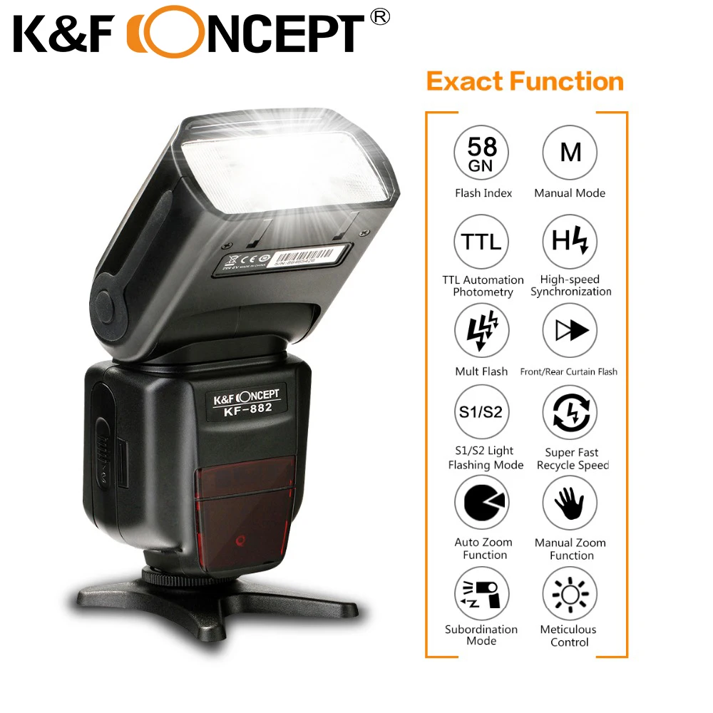 K &amp F CONCEPT KF-882 Вспышка Speedlite e-TTL Высокоскоростная синхронизация HSS 1/8000s GN58 S1 S2 2 9 s