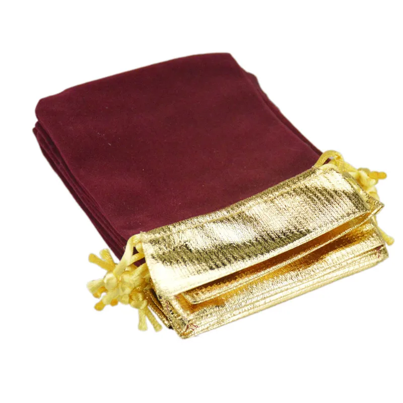 Бархатные мешки 12 х15 см черные бархатные мешочки с золотой отделкой на шнурке