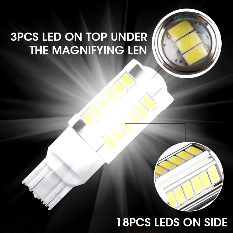 Hlxg 10 шт. T20 Led W21W тормозные огни Автомобильные Лампы 7440 12V 6000K зазор сигнала лампа