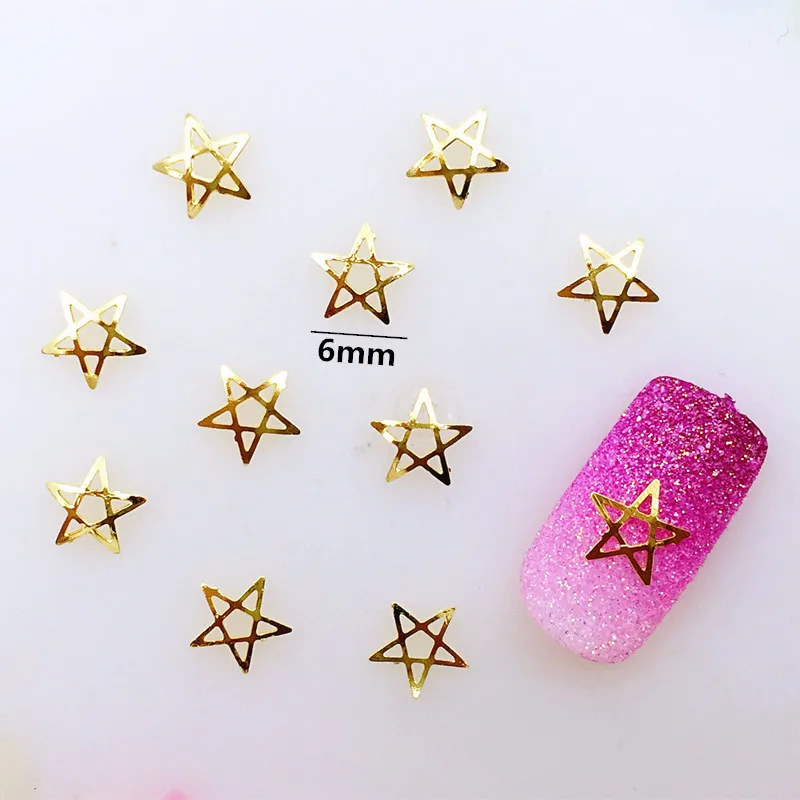 10 шт./лот Япония 6 мм золотые пустотелые тонкие 3D наклейки для ногтей из