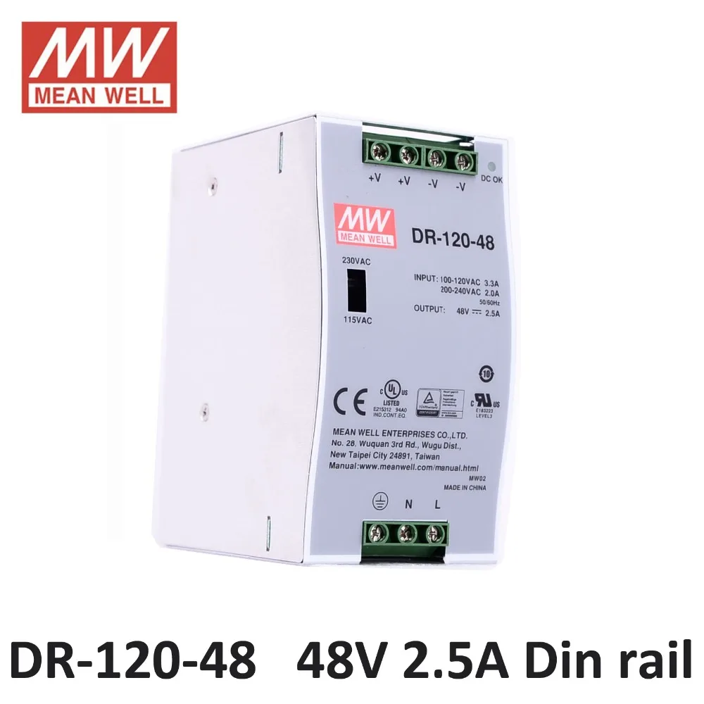 Din rail Power supply 48V DC 2.5A 120W MEAN WELL DR-120-48 Supply Lighting Transformer driver Switch for LED Strips 48v | Обустройство