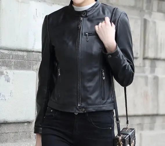 

M--3XL / Hot / Spring/Autumn Women New Fashion Short Casual Stand Collar Slim PU Jacket