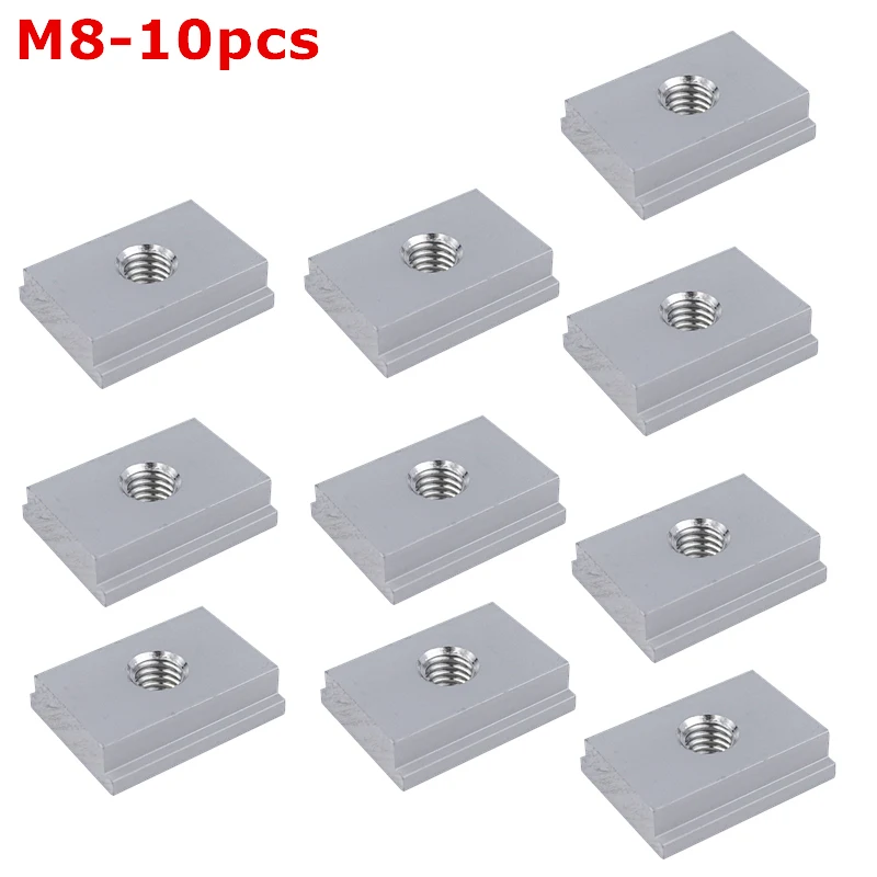 M8-10pcs M6/M8 T-track слайдер раздвижная гайка из алюминиевого сплава Т-образная гайка для деревообрабатывающего инструмента Jigs винт слот крепеж 5 шт./10 шт - Цвет: M8-10pcs