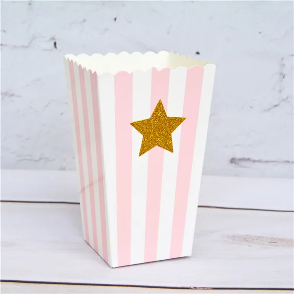 Pink Stripe Star 36 шт конфеты цвета сердце блеск золотой попкорн звездообразная коробка воздушная Кукуруза Совок коробочки для сувениров на день рождения товары для вечеринки, дня рожденья свадьбы - Цвет: Pink Stripe Star