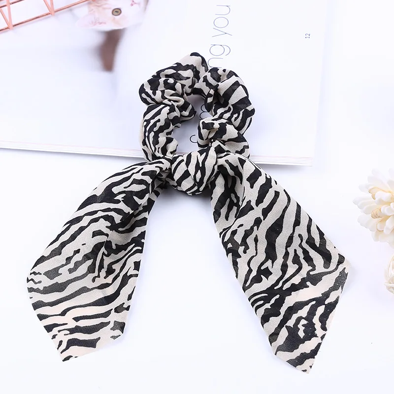 Hot Sale Sweet Hair Accessories Scrunchie Print Bow Ribbon 1PC Ropes 2019 New Women Rubber Girls Elastic Band |