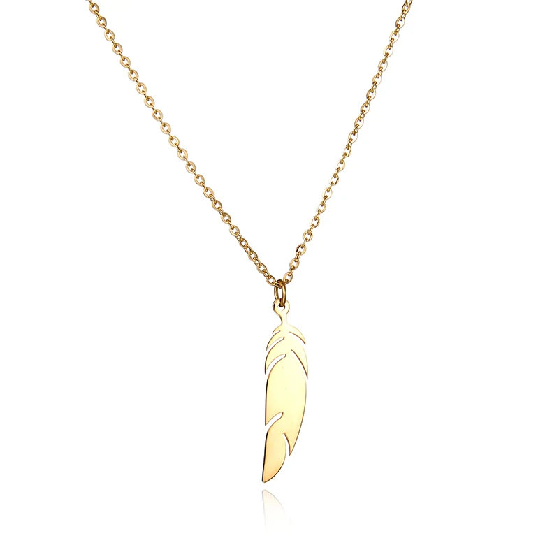 KONE простой известный бренд Бохо изысканное перо Листья золотой цвет нержавеющая