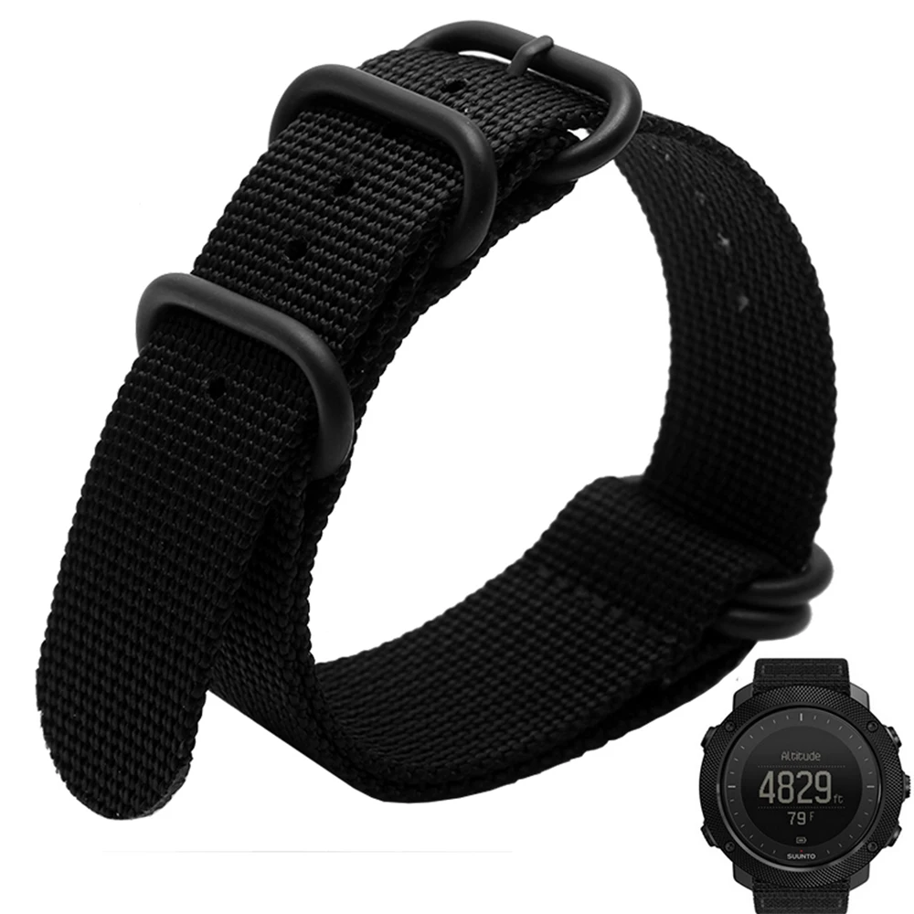 

Ремешок для смарт-часов 24 мм для Suunto подачи качественный нейлоновый ремешок для часов Nato 5 кольцевой ремешок со стальной пряжкой