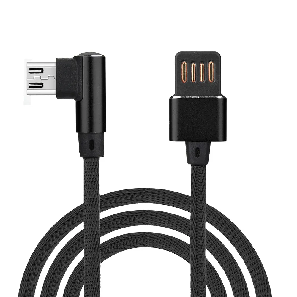 1 м Micro USB кабель для телефона с нейлоновой оплеткой Micro USB 90 градусов под прямым углом 2A быстрая синхронизация данных Зарядка универсальные кабели для телефона# YL5