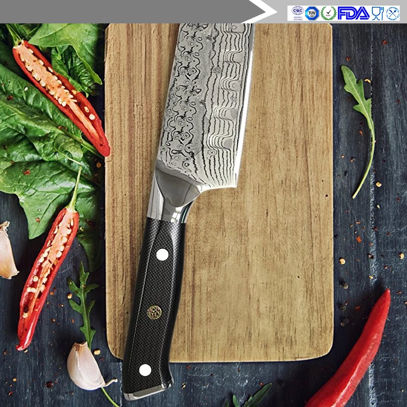 7 дюймов Santoku Ножи японской дамасской VG10 стальная бритва острые лезвия для резки