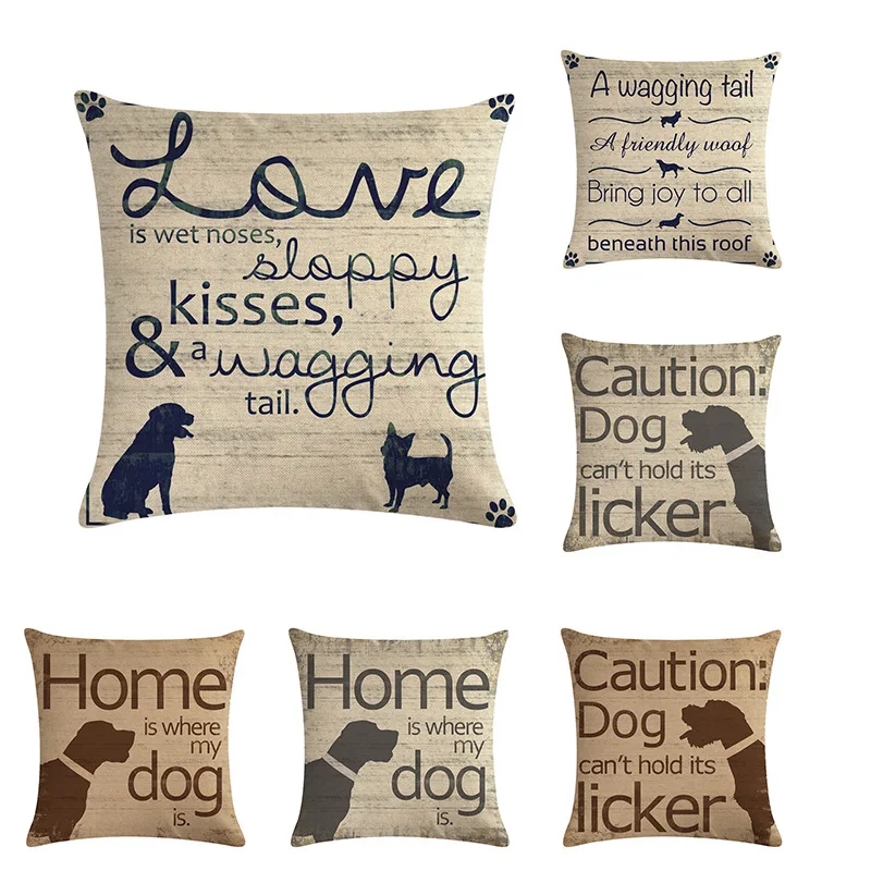 

Hot Selling Alphabet Cat And Dog Series Pillow Cover Automobile And Sofa Cushion Cover Home Decor