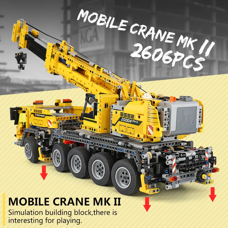 Technic 20004 двигатель мощность мобильный кран Mk II модель строительные блоки кирпичи