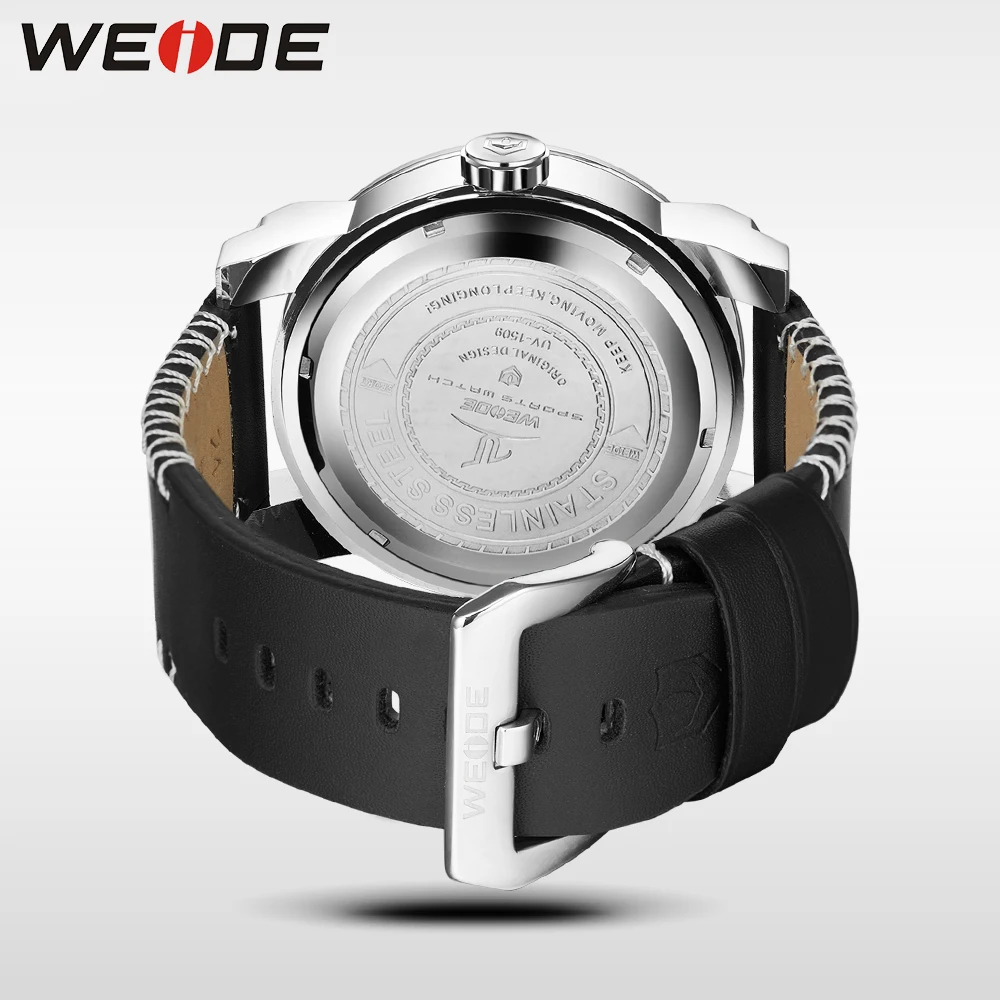 WEIDE Брендовые Часы мужские 30 водонепроницаемые кварцевые Кожаный ремешок